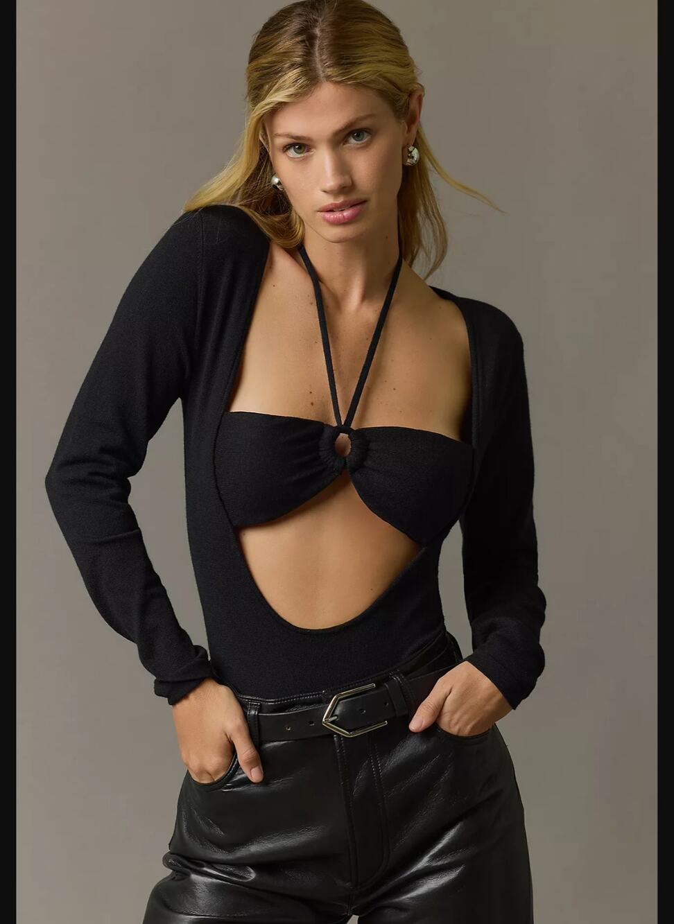 NWT Anthropologie Love Stories Anderson Black Bodysuit - Size Large